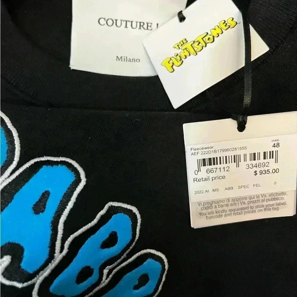 NWT Moschino Flinstones Print Sweatshirt Black XL - Picture 4 of 5